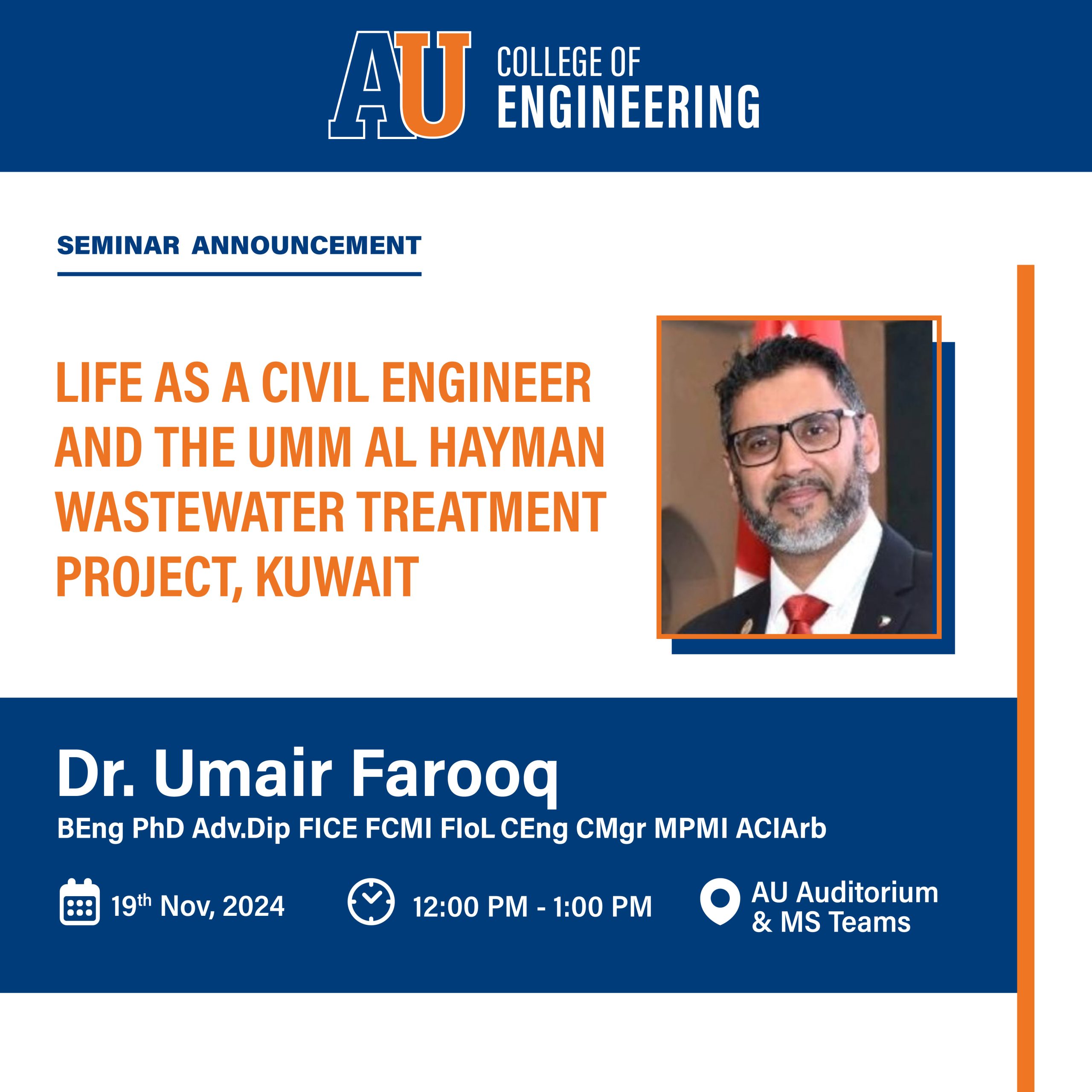 Poster of Life as a Civil Engineer & Umm Al Hayman Project Seminar