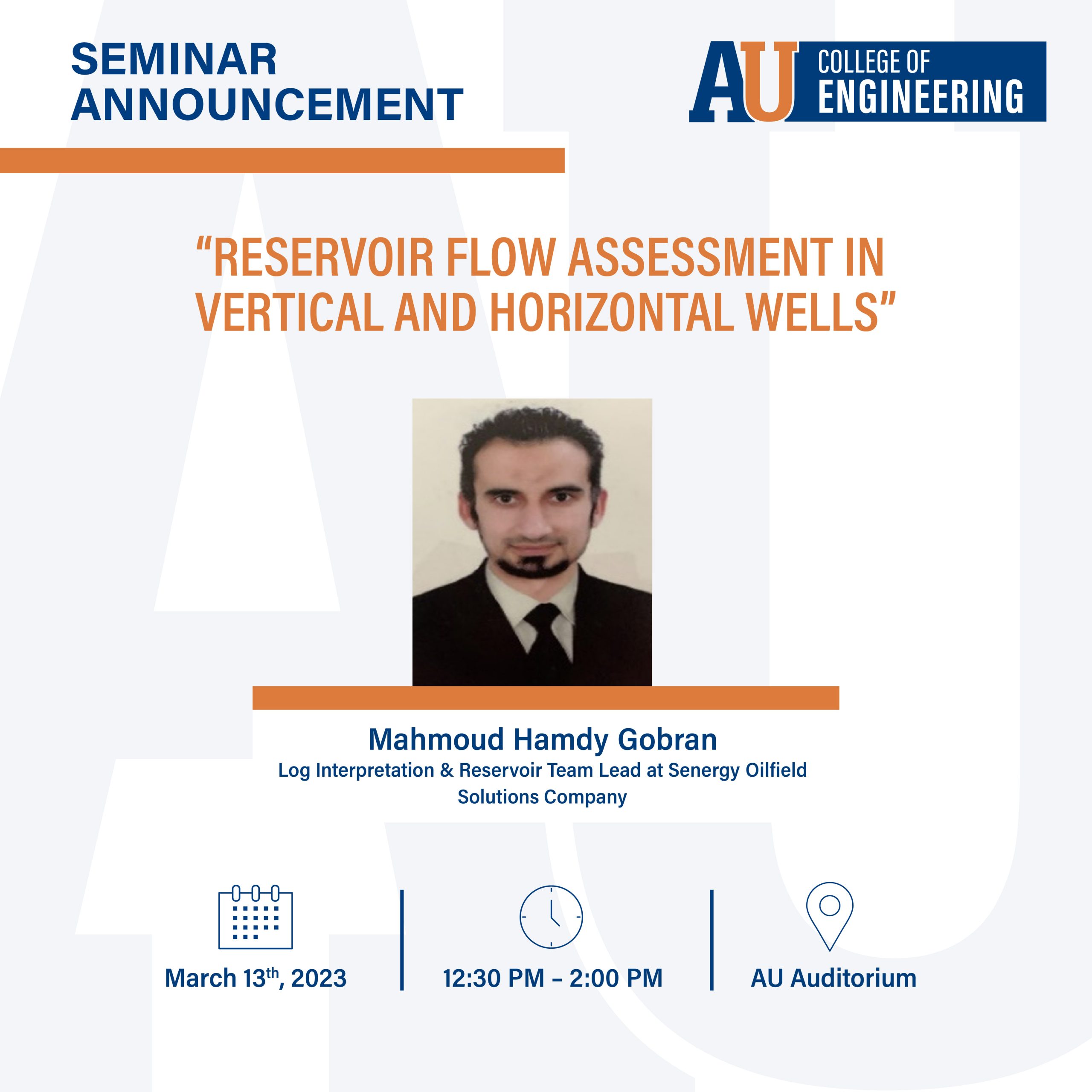 Poster of Reservoir Flow Assessment in Vertical and Horizontal Wells Seminar