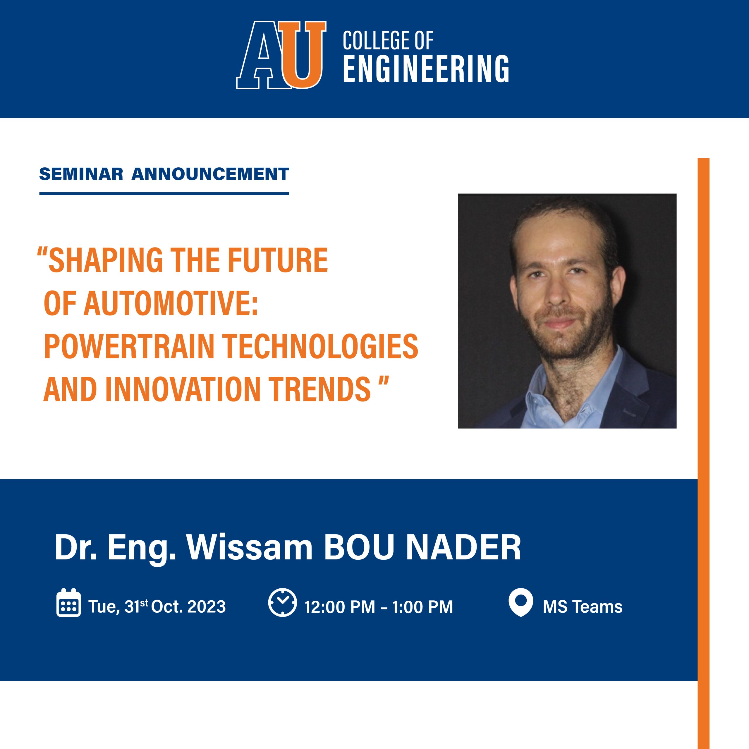 Poster of Shaping the Future of Automotive: Powertrain Technologies and Innovation Trends Seminar