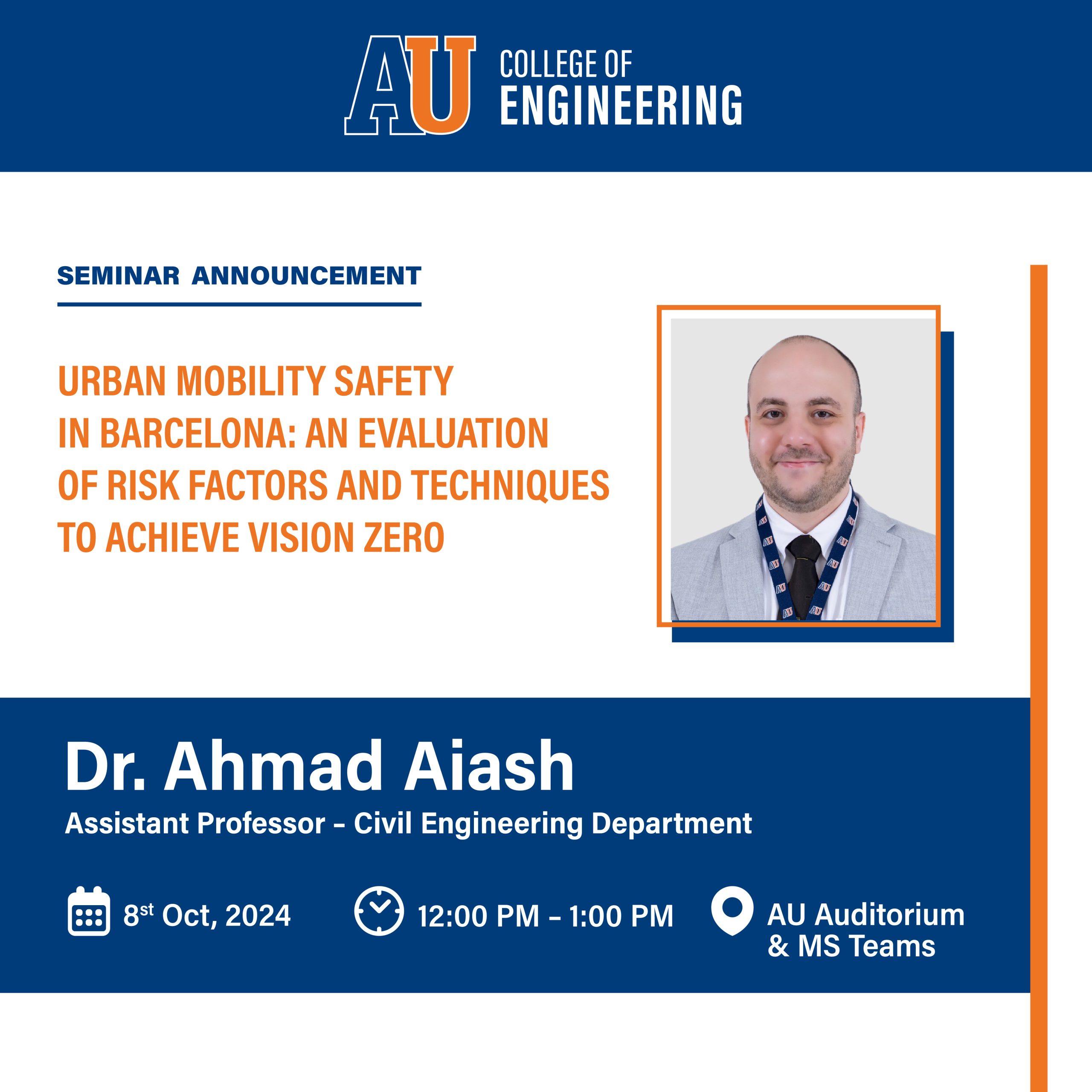 Poster of Urban Mobility Safety in Barcelona: An Evaluation of Risk Factors and Techniques to Achieve Vision Zero Seminar